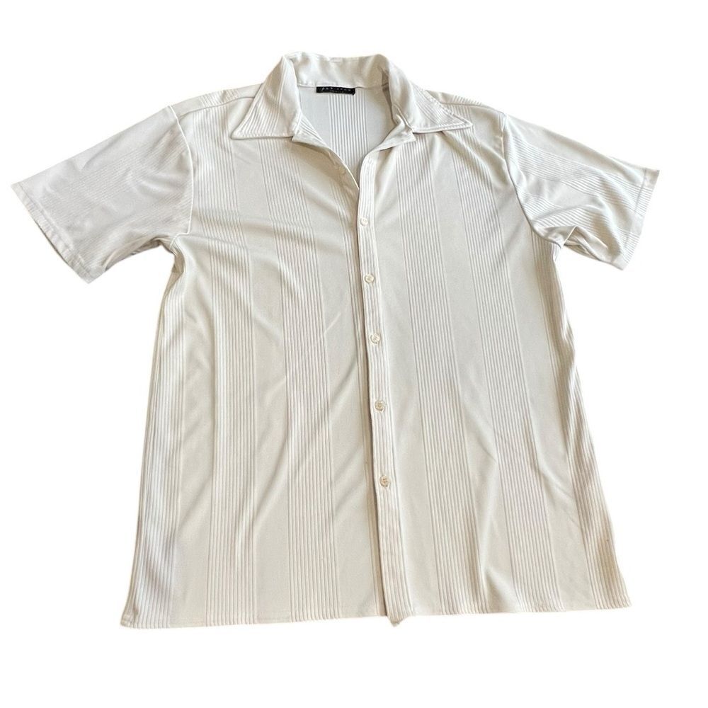 Positano Vintage Ribbed Button-Up Shirt - Made in USA - Men’s Short Sleeve